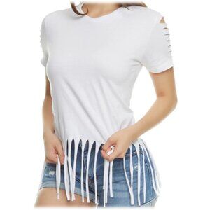 Laser Cut Fringe Hem Tee